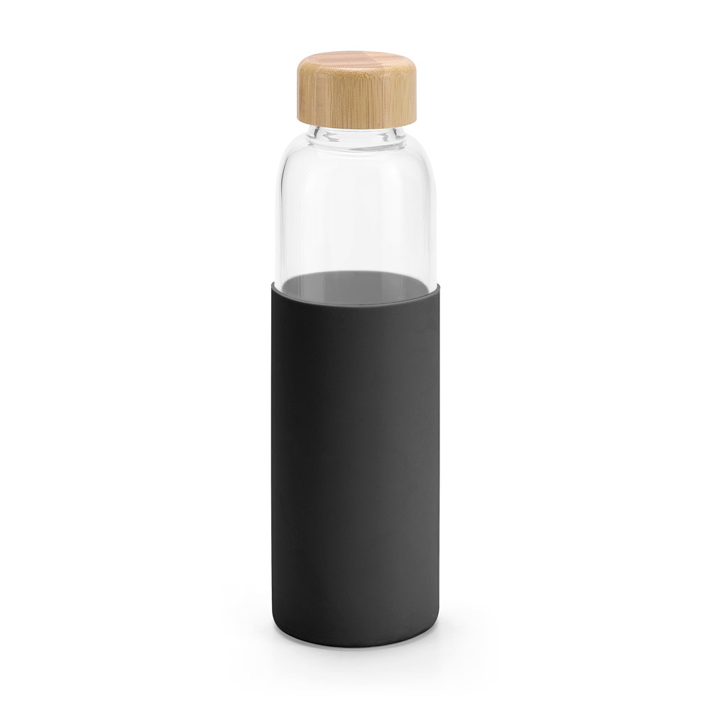 SQUEEZE EM VIDRO BOROSSILICATO COM TAMPA EM BAMBU (600 ML)