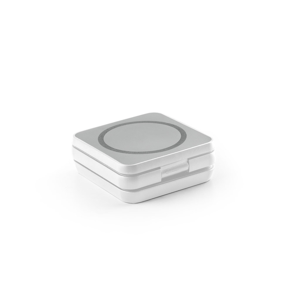 CARREGADOR MAGNÉTICO POR INDUÇÃO SUPER-RÁPIDO (WIRELESS), DOBRÁVEL, QUE PERMITE CARREGAR TRÊS DISPOSITIVOS SIMULTANEAMENTE, EM ABS 100% RECICLADO