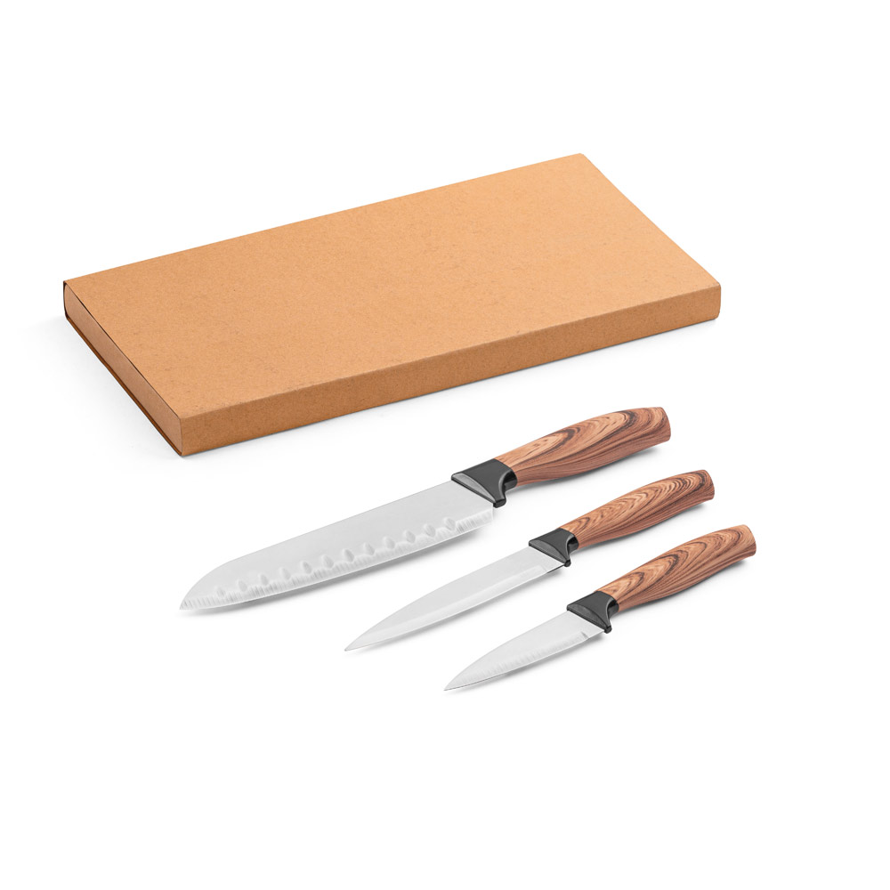CONJUNTO DE 3 FACAS DE COZINHA COM LÂMINA EM AÇO INOX E CABO ERGONÔMICO