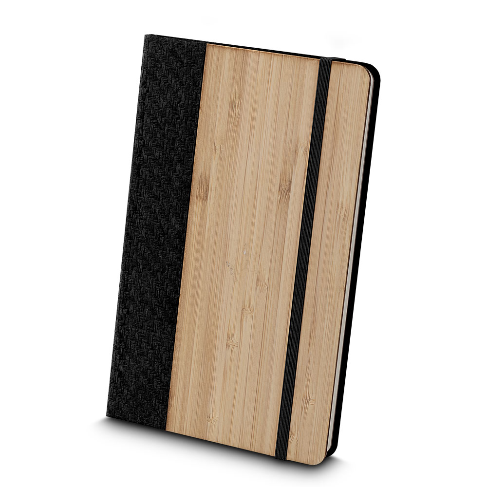 CADERNO A5 CAPA EM BAMBU - PRETO