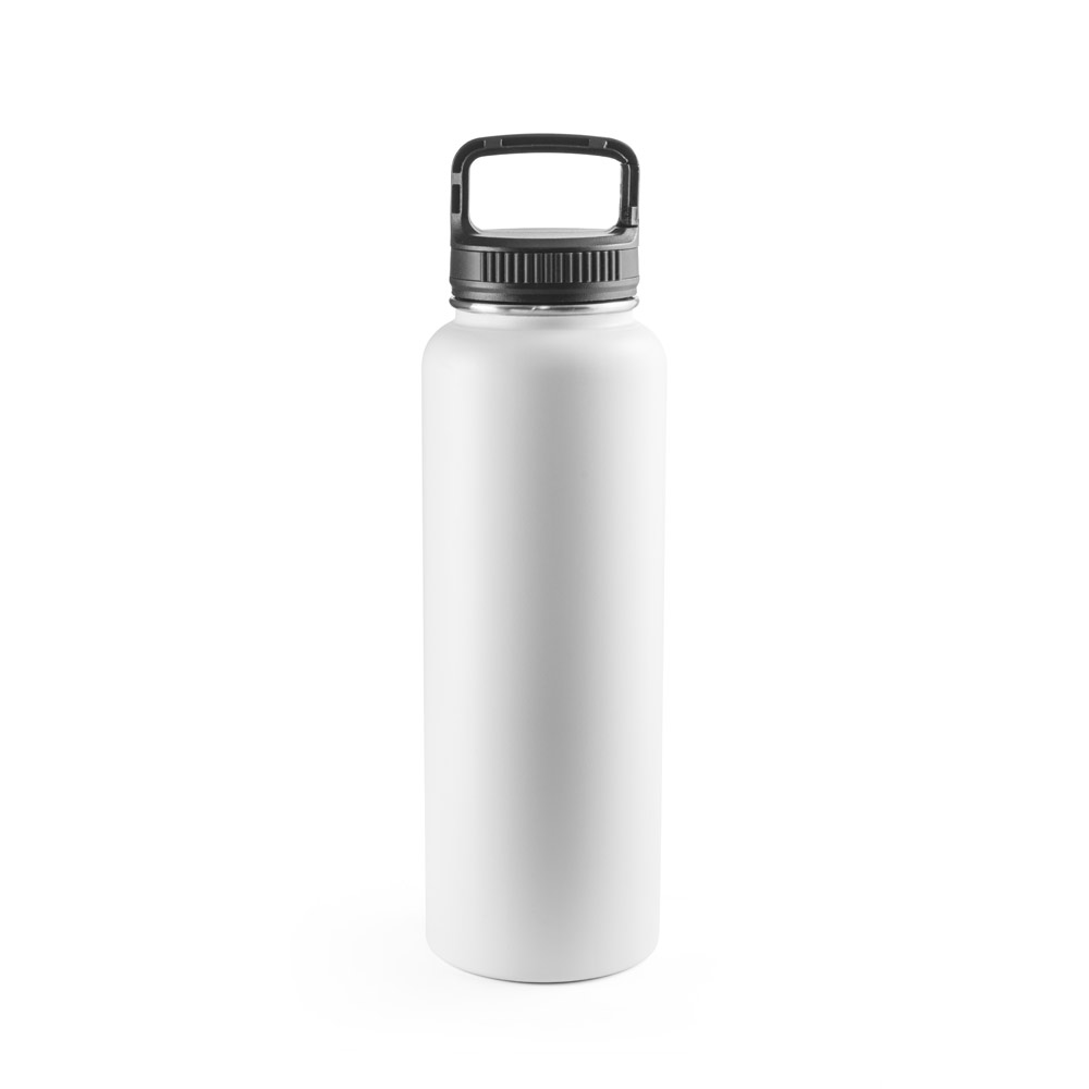 GARRAFA ESPORTIVA TÉRMICA EM AÇO INOX 90% RECICLADO COM REVESTIMENTO EM PÓ (1200 ML)