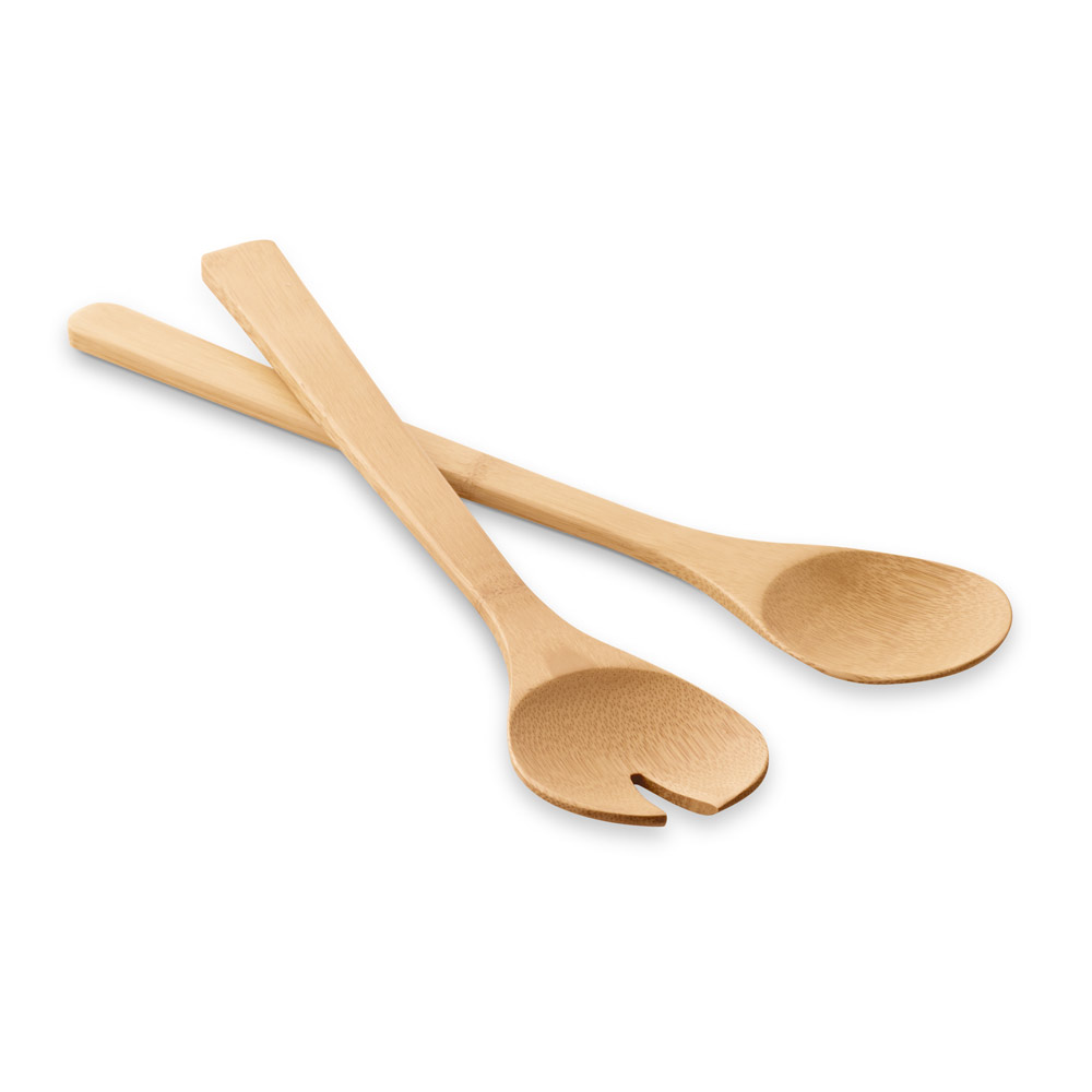 CONJUNTO DE 2 TALHERES PARA SALADA EM BAMBU