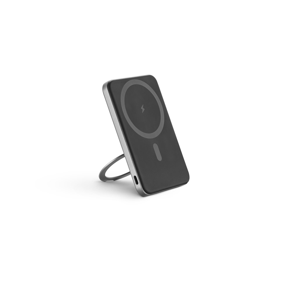 BATERIA PORTÁTIL MAGNÉTICA COM CARREGADOR POR INDUÇÃO SUPER-RÁPIDO (5'000 MAH), EM ABS 100% RECICLADO