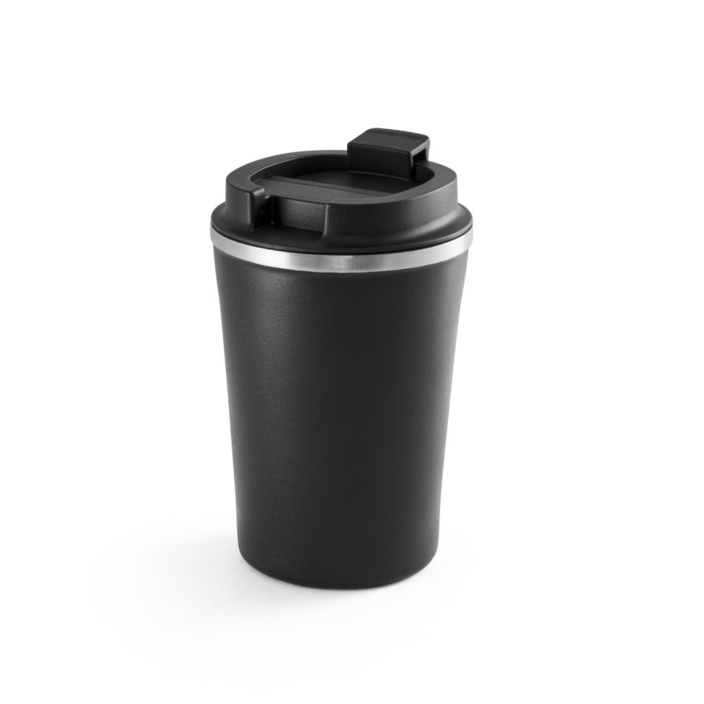 COPO DE VIAGEM TÉRMICO EM AÇO INOX E PP, DE PAREDE DUPLA ISOLADA A VÁCUO (470 ML)