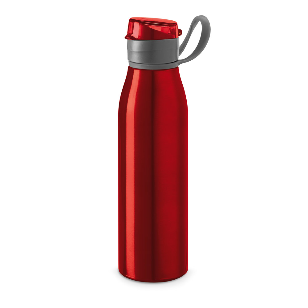 SQUEEZE EM ALUMÍNIO COM TAMPA FLIP FLOP EM AS E PP (650 ML)