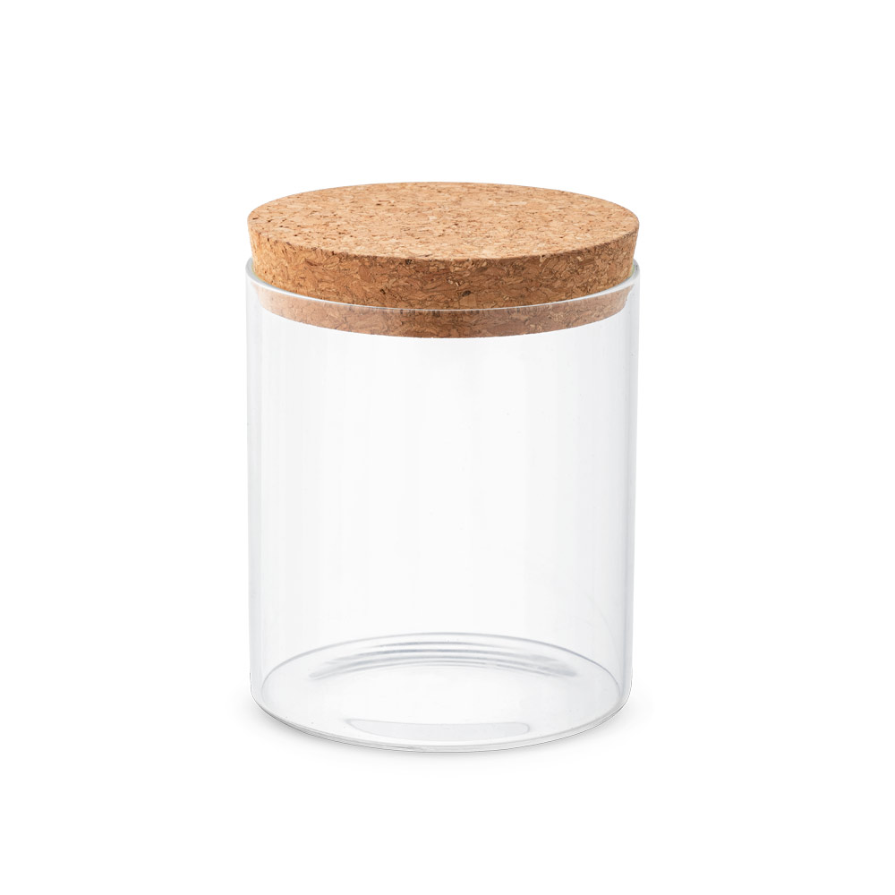 FRASCO EM VIDRO BOROSILICATO COM TAMPA DE CORTIÇA 700 ML