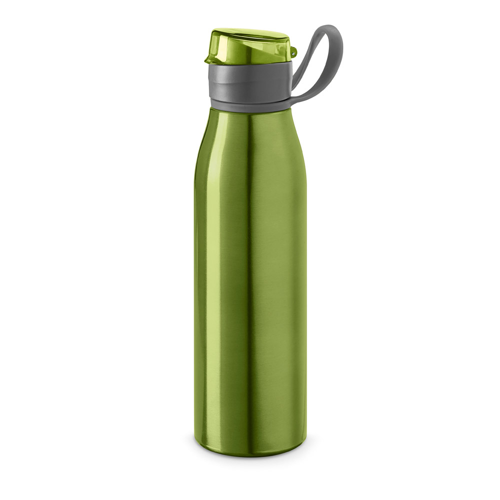 SQUEEZE EM ALUMÍNIO COM TAMPA FLIP FLOP EM AS E PP (650 ML)