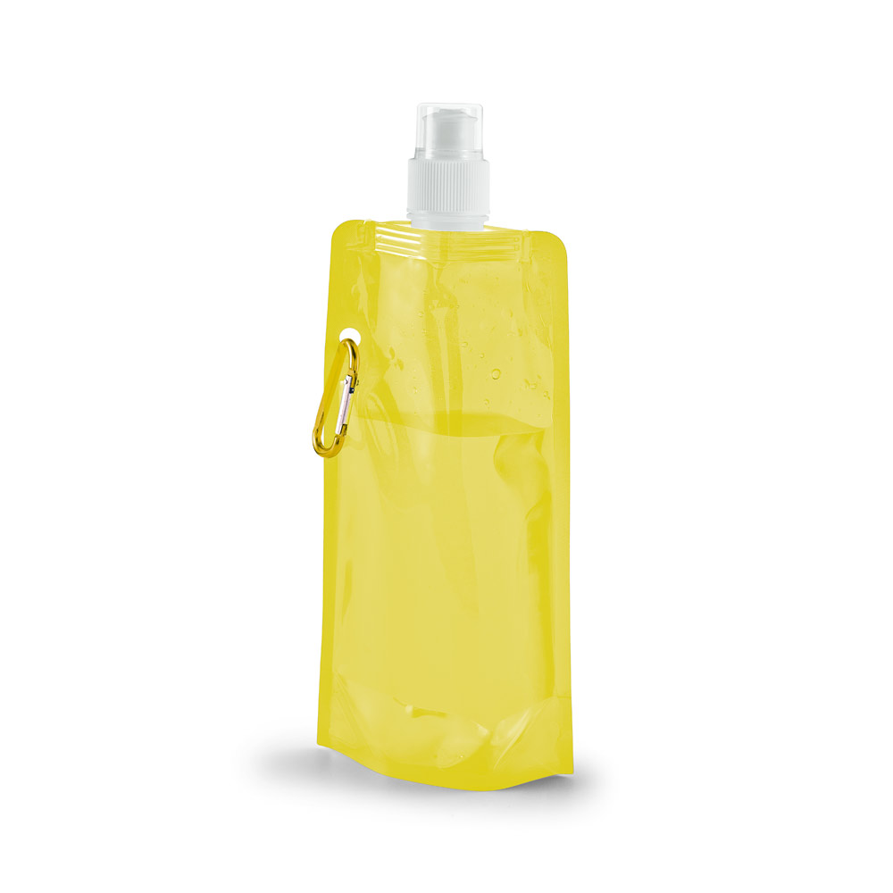 SQUEEZE DOBRÁVEL EM PE COM SISTEMA "PUSH-PULL" E ACABAMENTO TRANSLÚCIDO (460 ML)