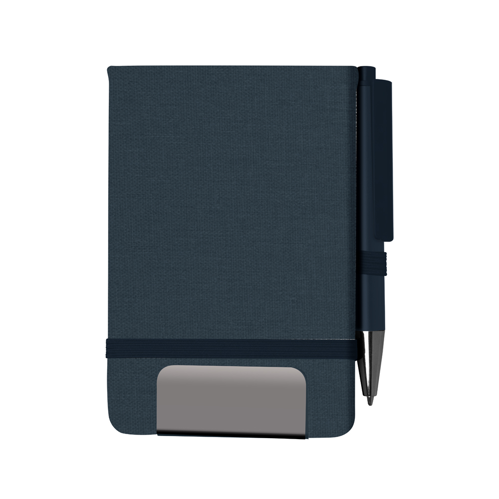 MINI CADERNO A6 EM RPET COM CANETA - AZUL