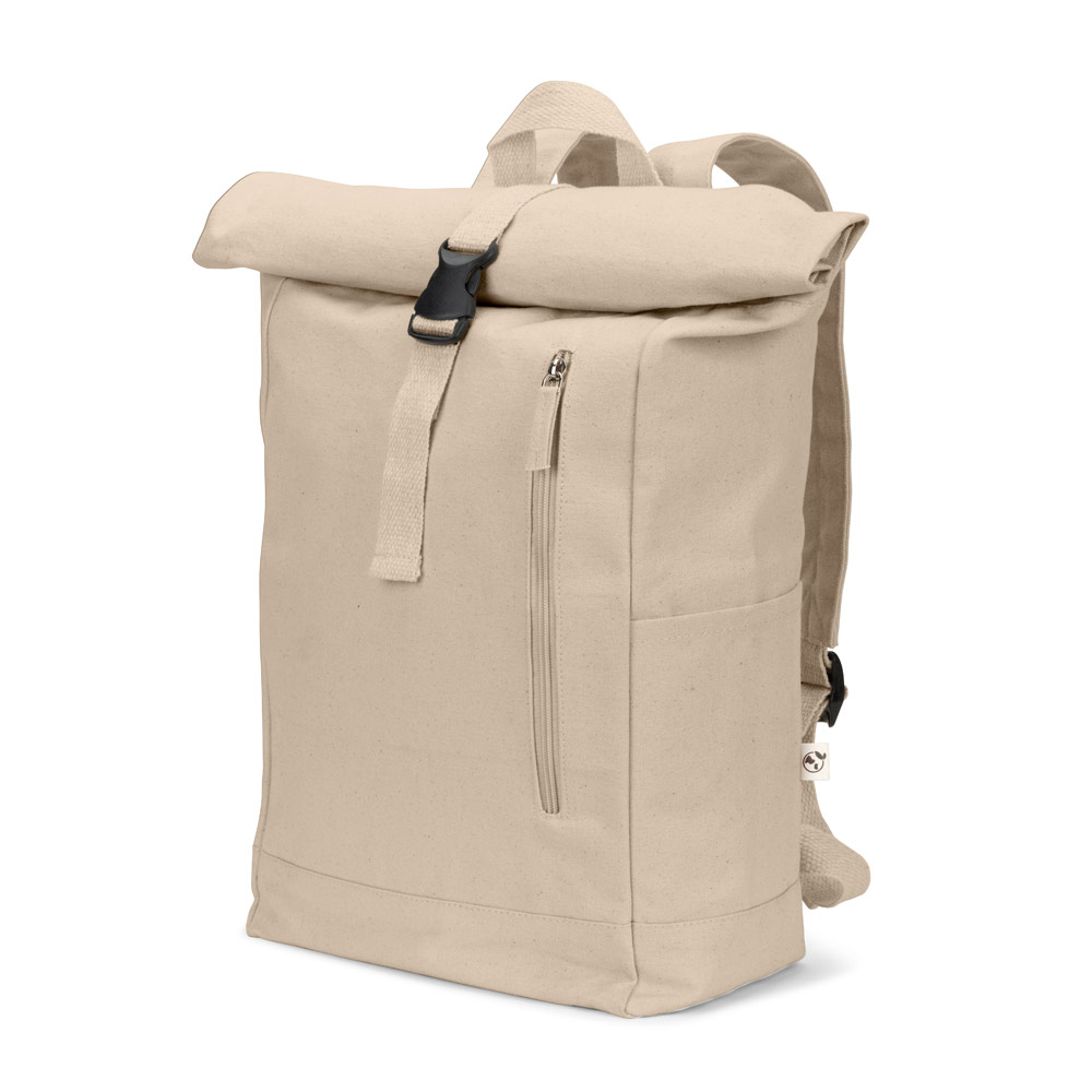 MOCHILA "ROLL TOP" EM ALGODÃO RECICLADO E POLIÉSTER RECICLADO (380 G/M²)