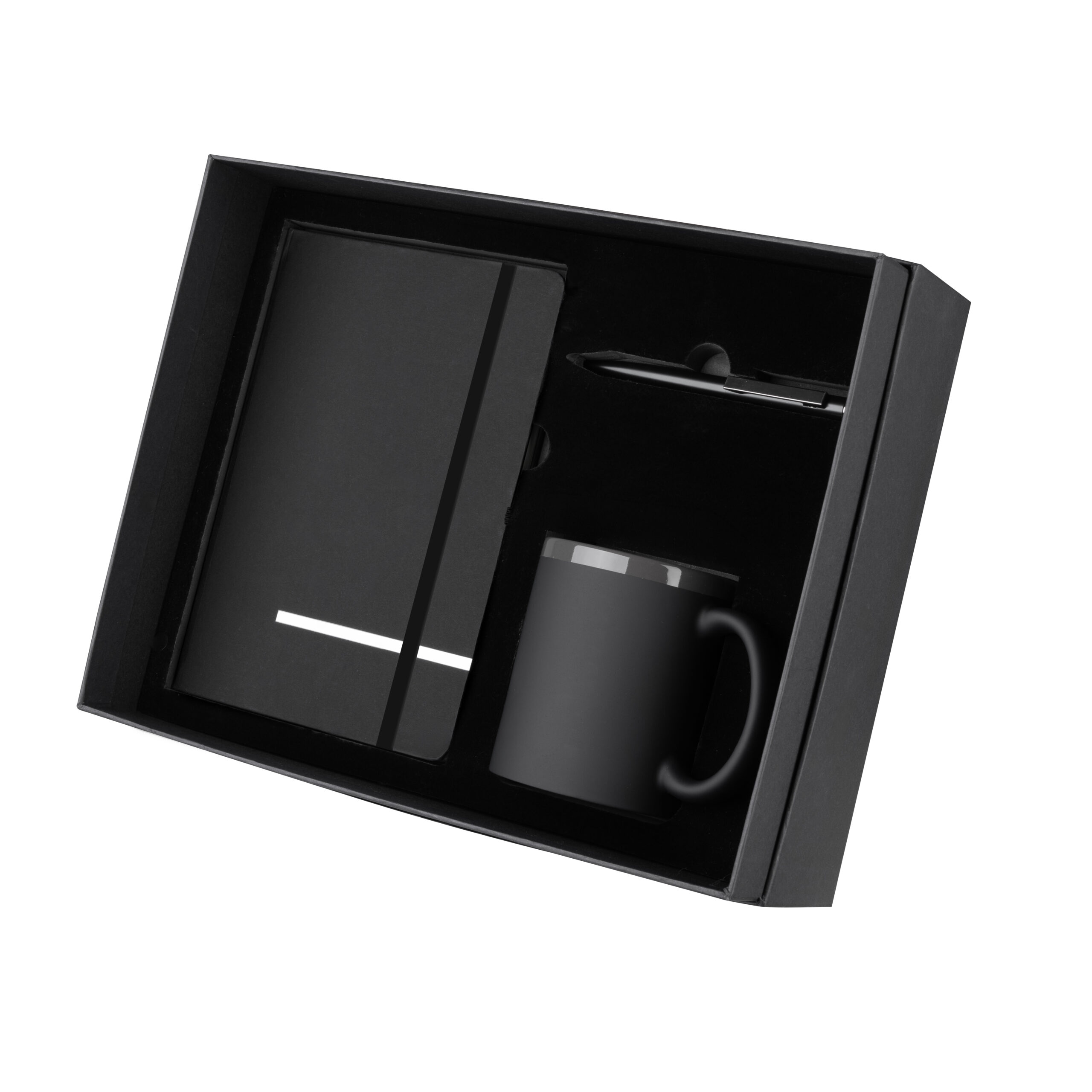 KIT ESCRITÓRIO CADERNO, CANECA E CANETA METALICA